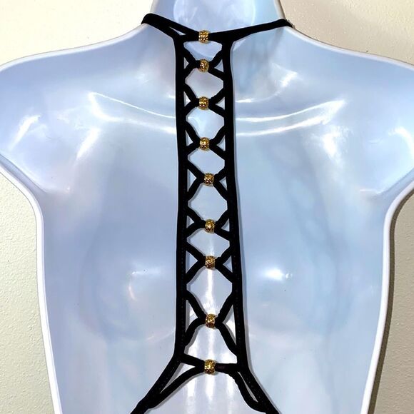 Trina Turk Algiers V-Plunge Embellished One- Piece Black Swimsuit TT0722 - Picture 7 of 16